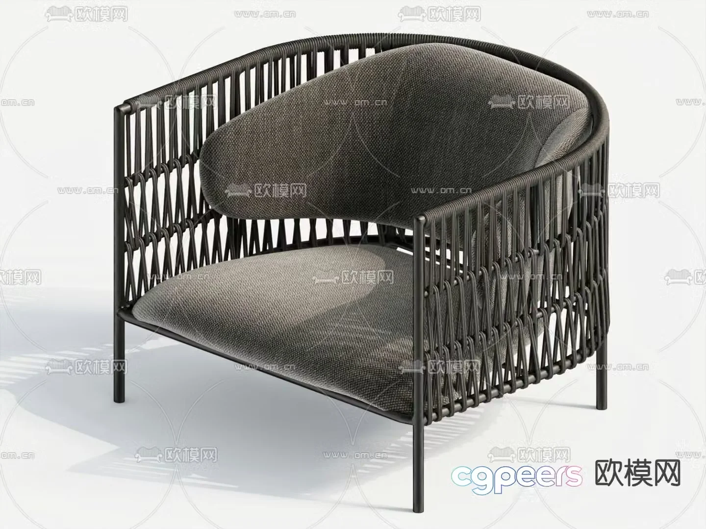 Simple rattan chair leisure chair 3d model