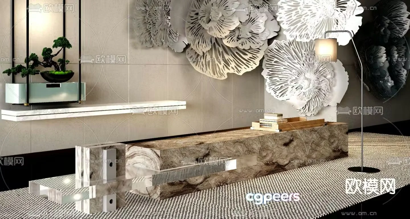 Modern bench stool 3d model