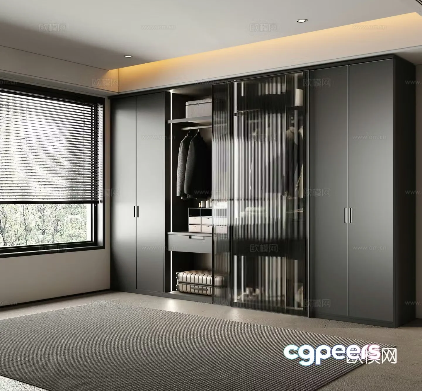 Italian minimalist wardrobe glass wardrobe finished wardrobe modern wardrobe door wardrobe 3d model
