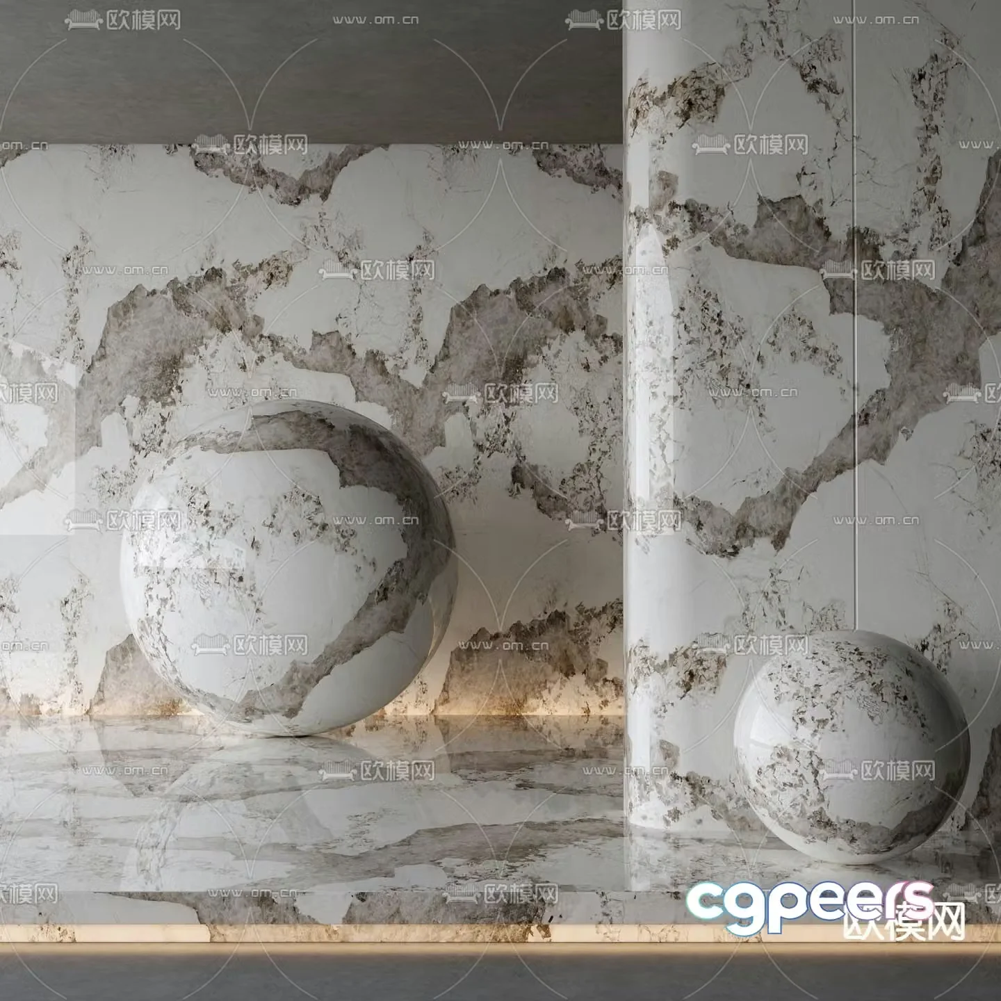 Pandora marble stone slab brick wall 3d model