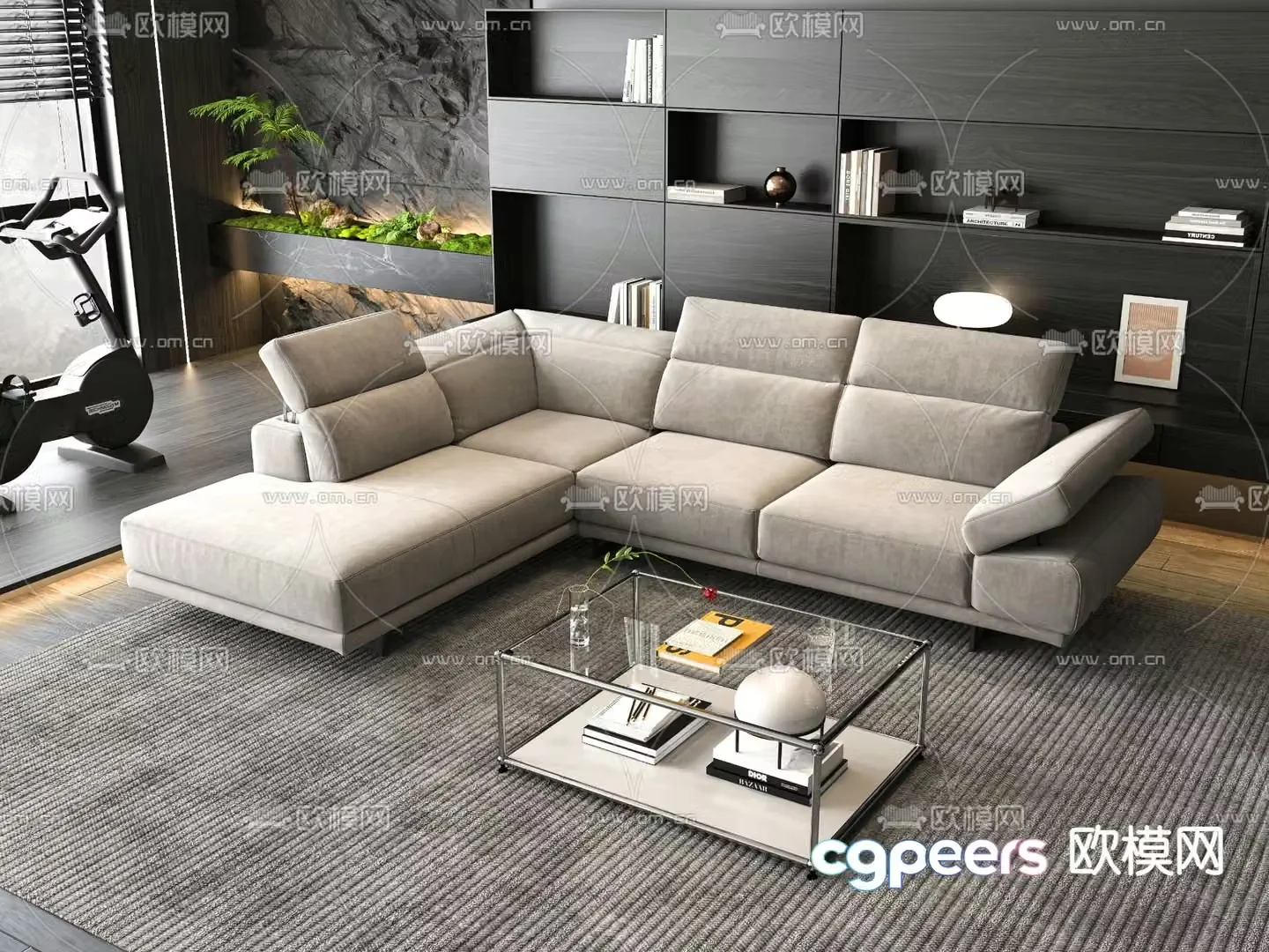 Multi-person sofa corner sofa 3d model