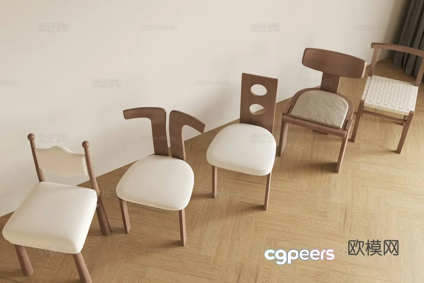 Modern dining chair Solid wood single chair Postmodern chair Wasabi chair Retro style single chair Dining chair 3d model