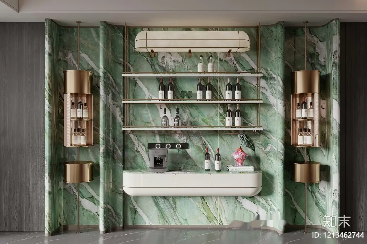 Modern Green Marble Wall 3D Model – 12903 – VRAY Render