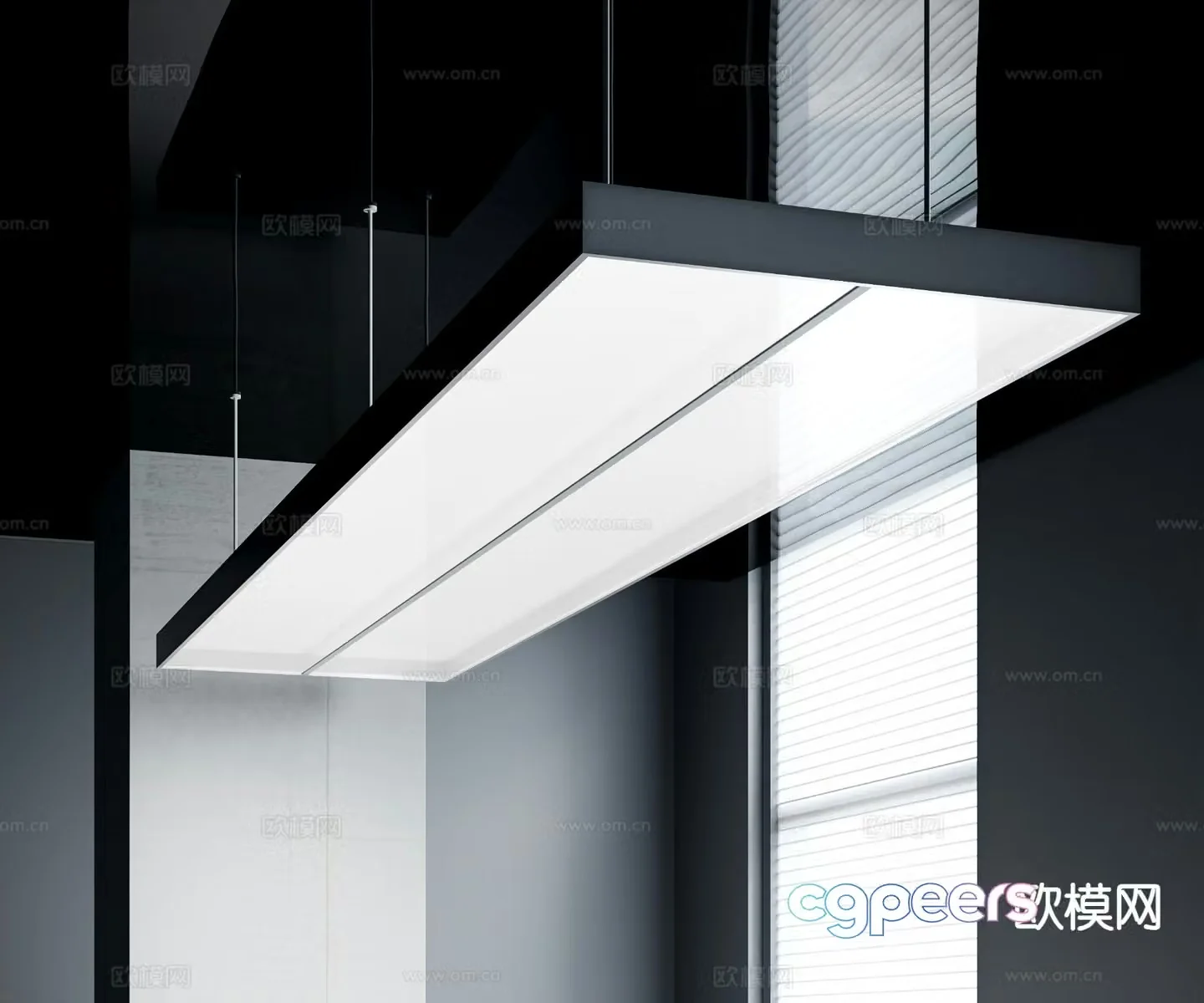 Modern long chandelier 3d model