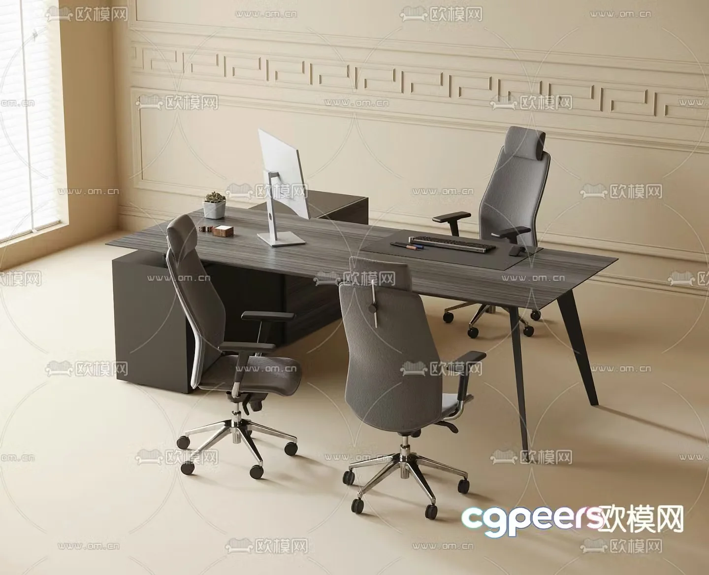 boss office desk chair office chair office desk 3d model