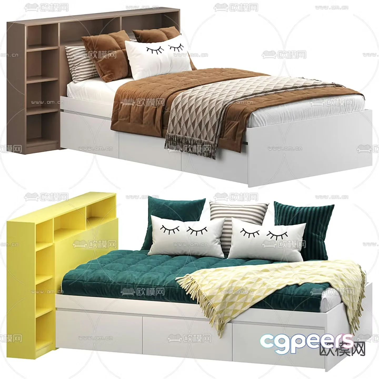 Modern double bed 3d model