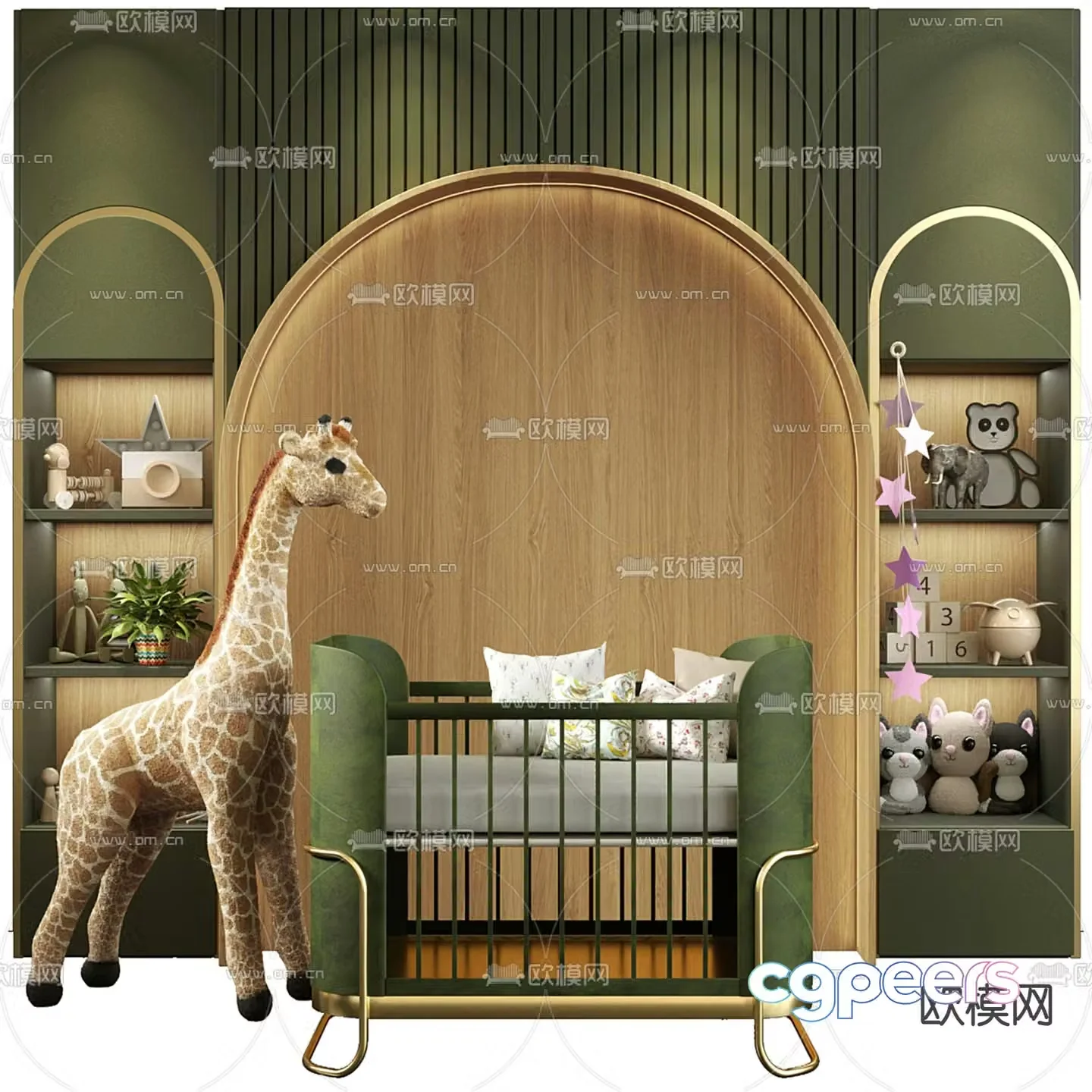 crib children’s cabinet giraffe toy 3d model