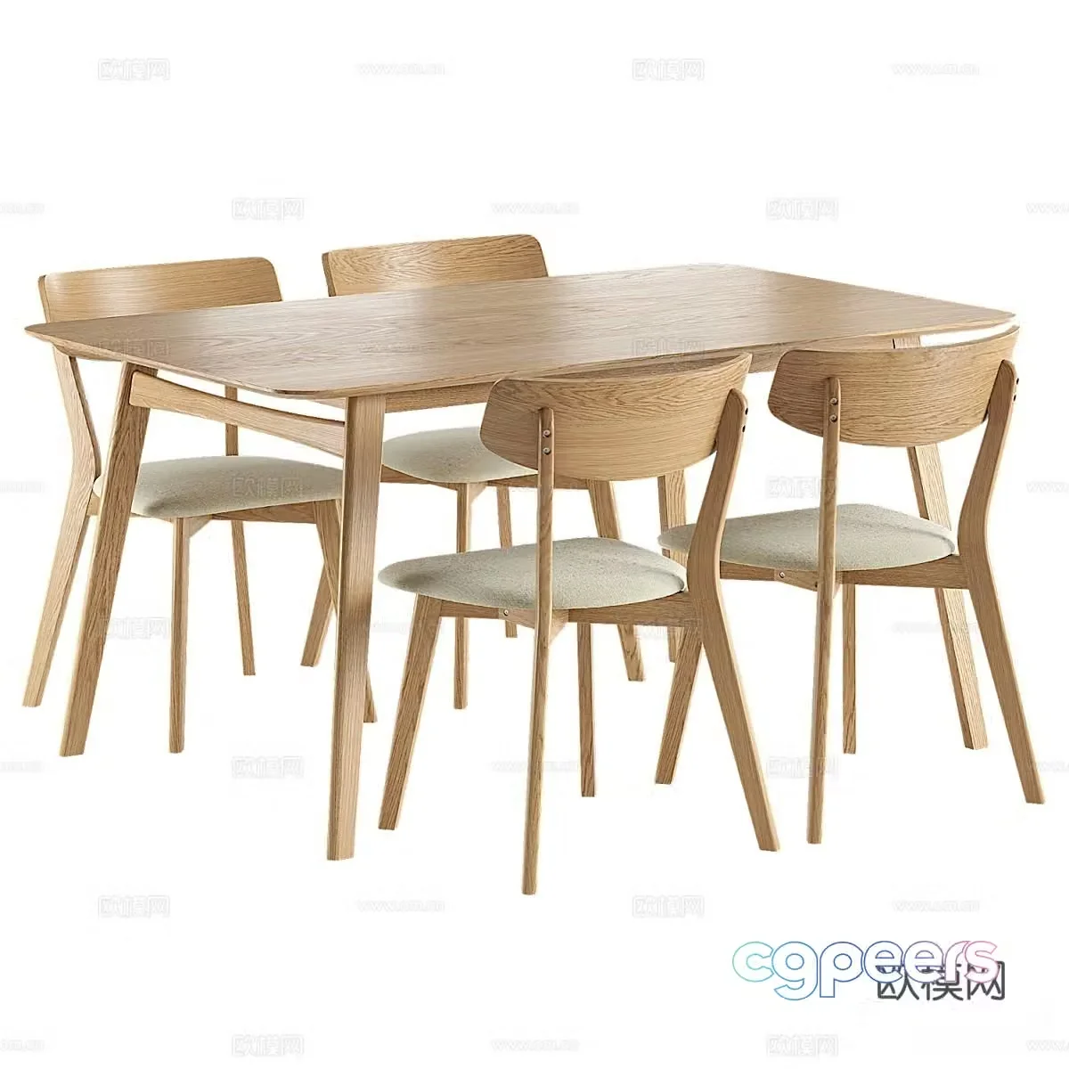 Dining table and chair combination 3D model