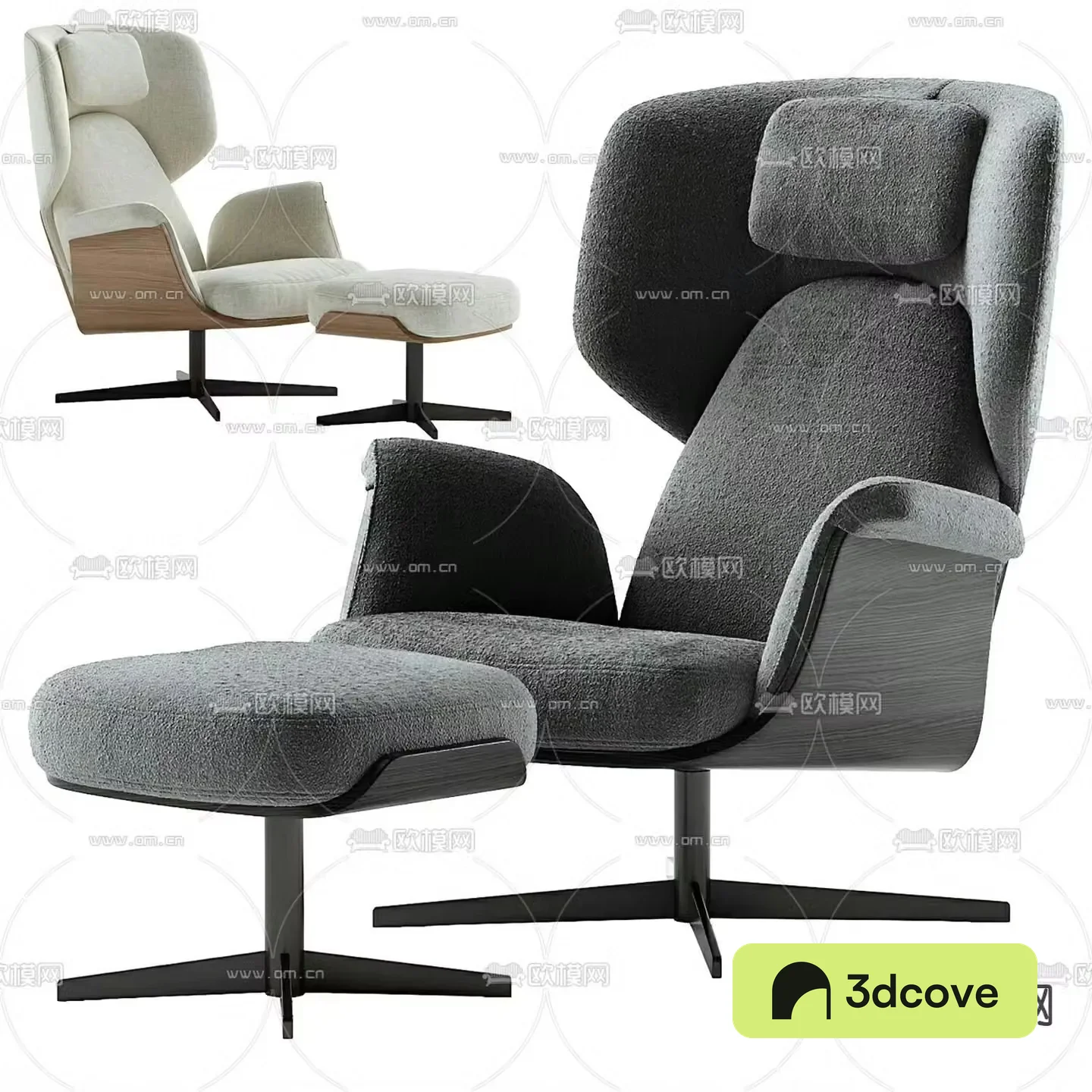 Bergere armchair lounge chair footrest