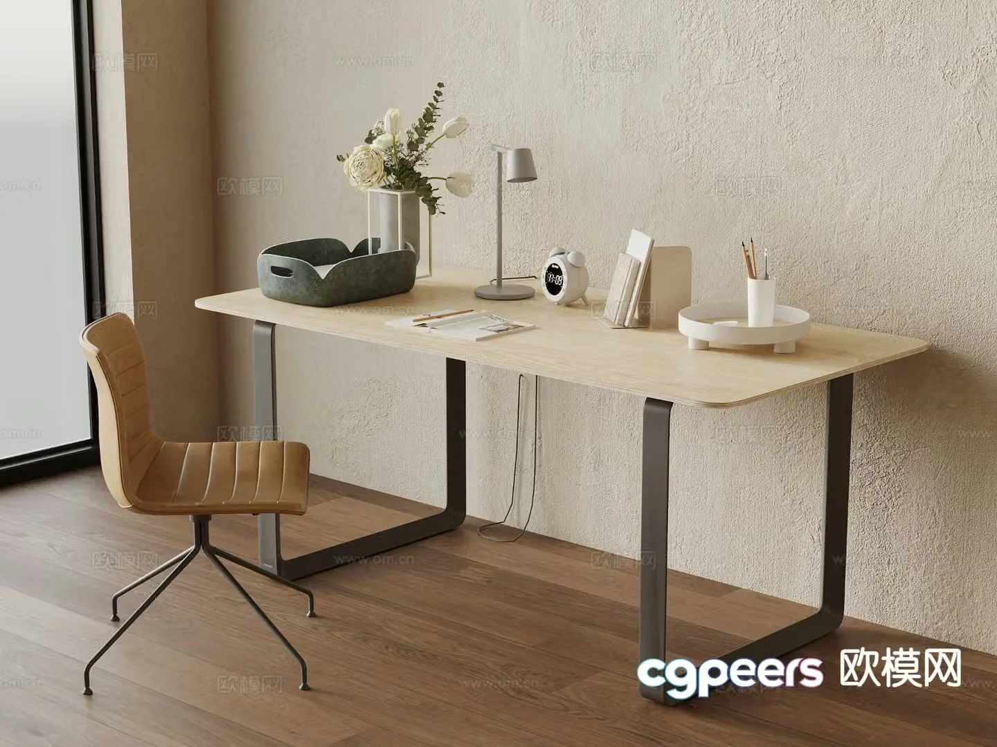 Modern desk learning desk 3d model