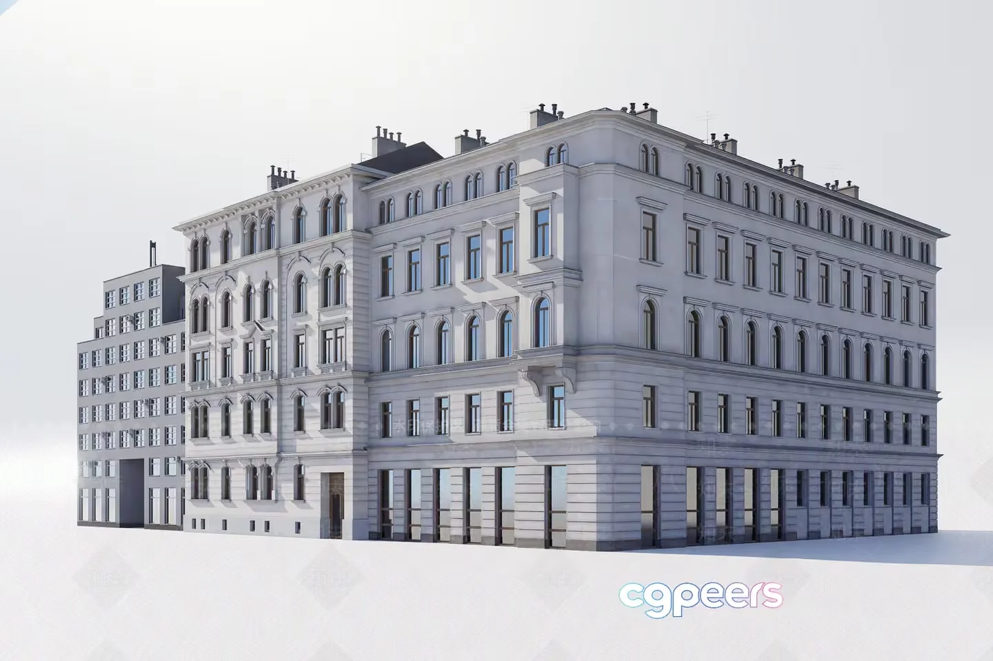 A Large White Building 3D Model – 17161 – VRAY Render