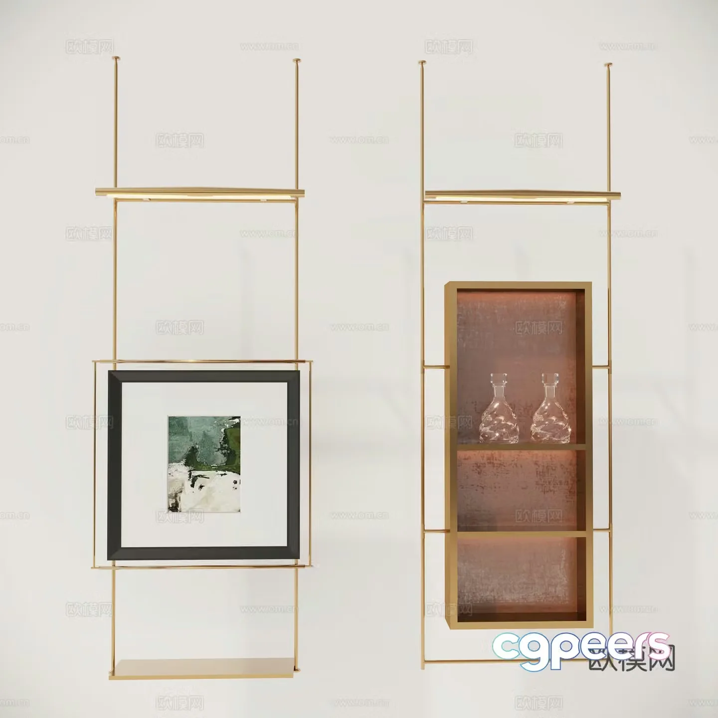 Metal hanging rack hanging cabinet bookcase decorative cabinet 3d model