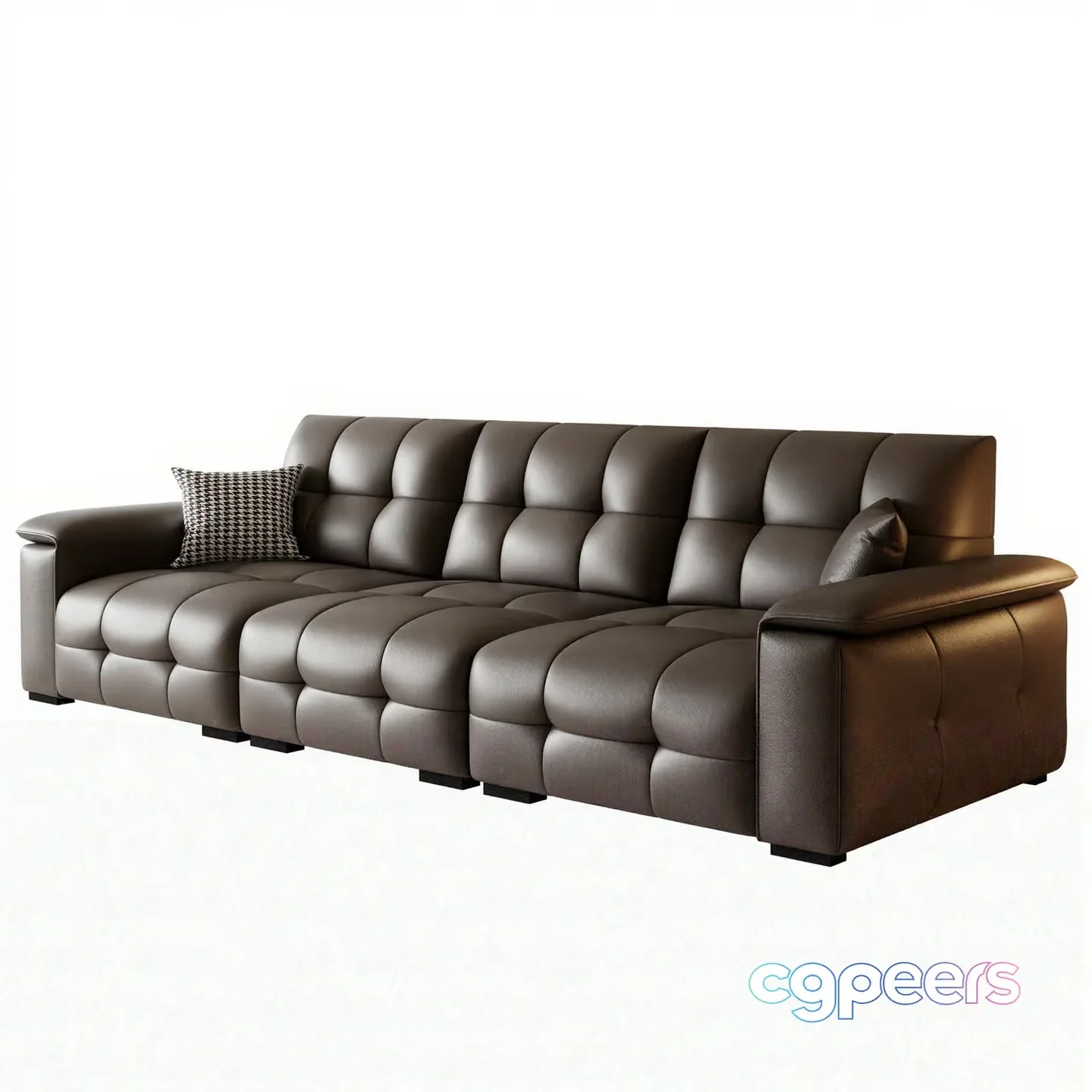 Modern Brown Leather Sofa 3D Model – 21692 – VRAY Render