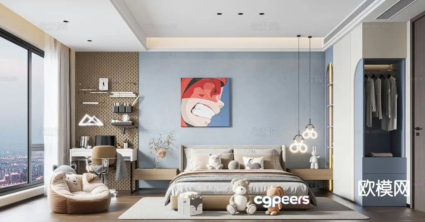 Modern boy’s room children’s room kid’s room 3d model