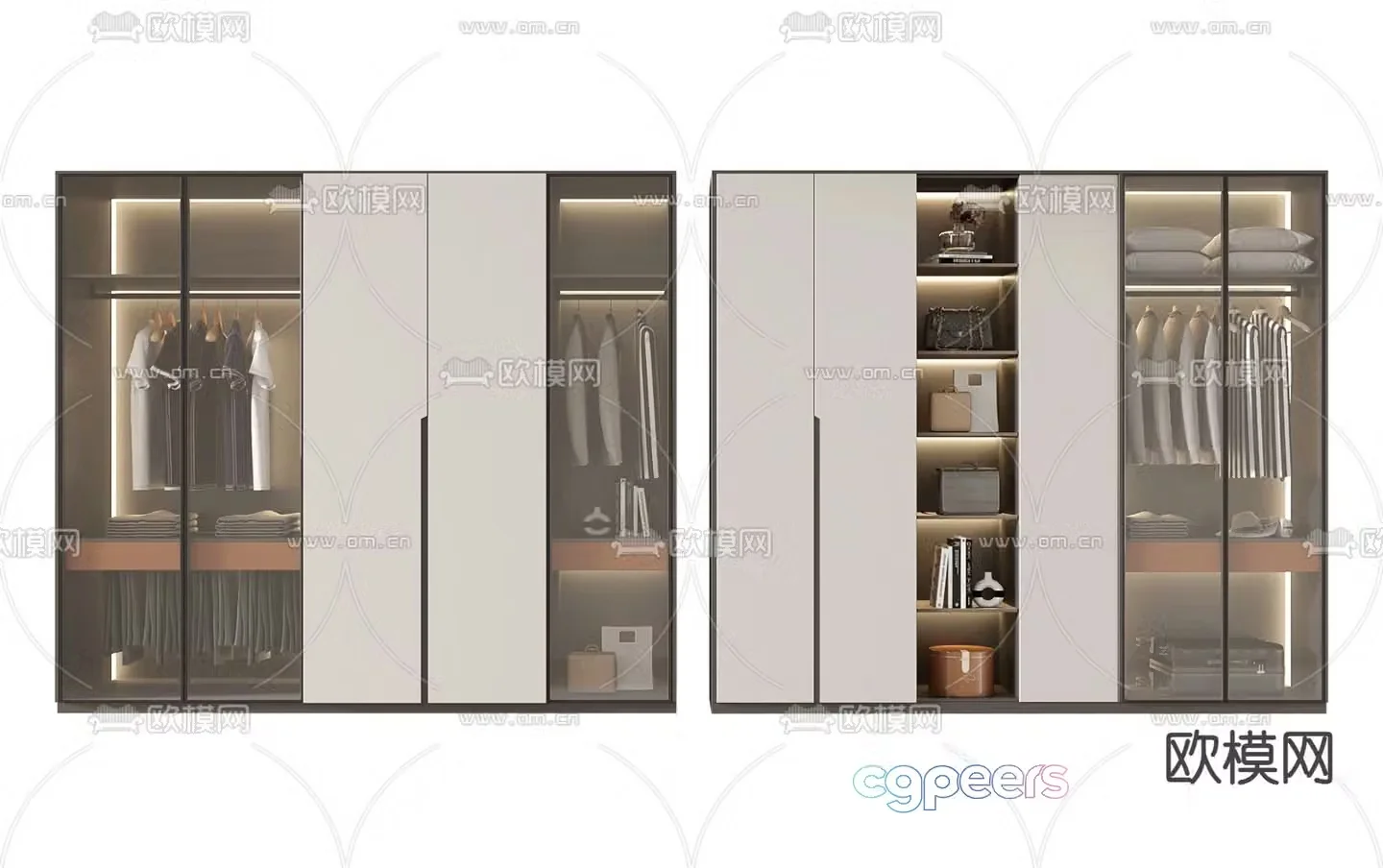 Modern wardrobe hanging wardrobe 3d model