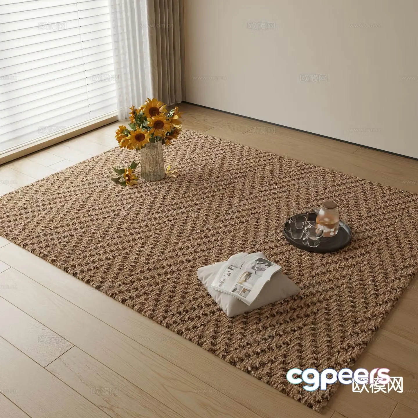 Modern carpet square rug 3d model