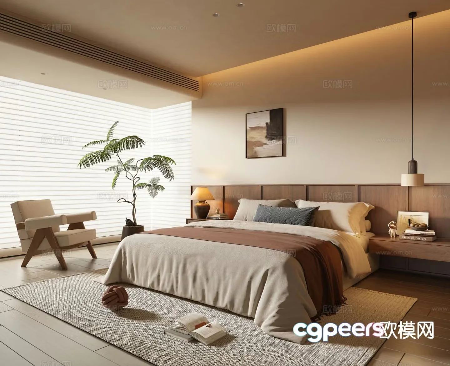 Wabi-sabi style bedroom master bedroom 3d model