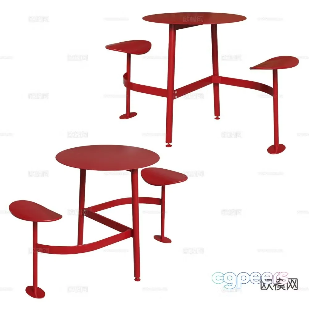 Fermob public tables and chairs 3d model