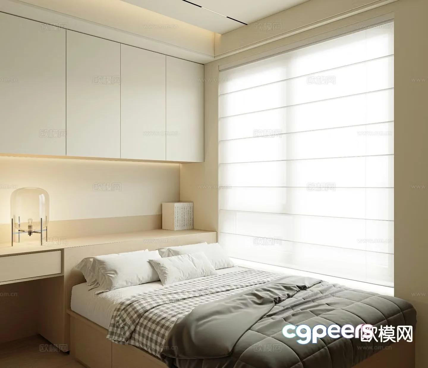 Cream style tatami bedroom 3d model
