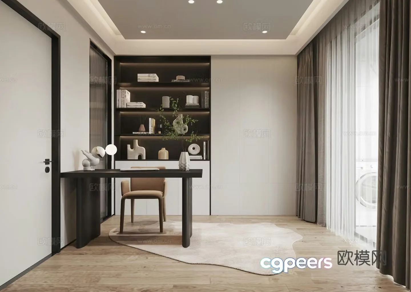 Modern simple study 3d model
