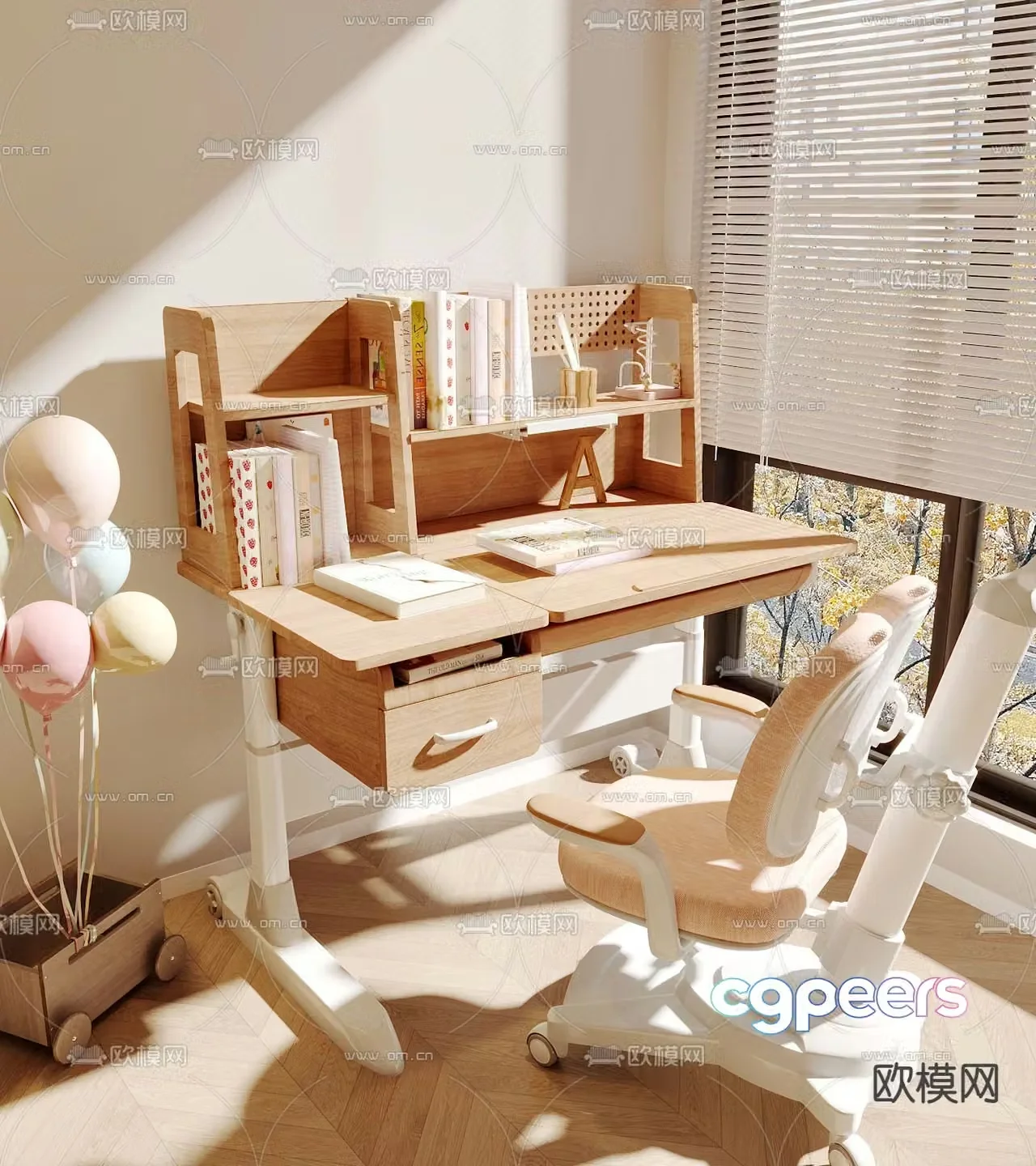 Modern children’s table and chair 3d model