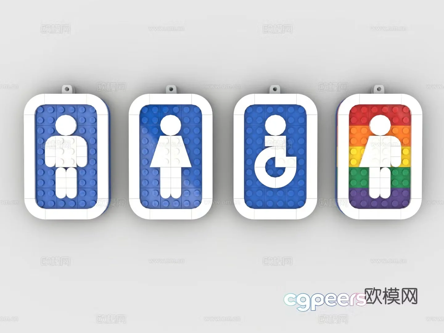 LEGO LEGO toys building blocks restroom sign 3d model