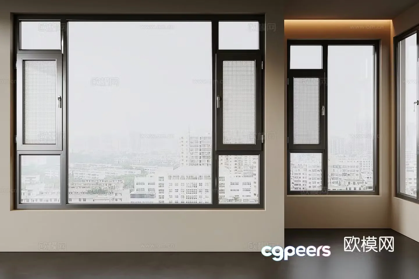 Modern minimalist home window casement window glass window living room window bedroom window 3d model