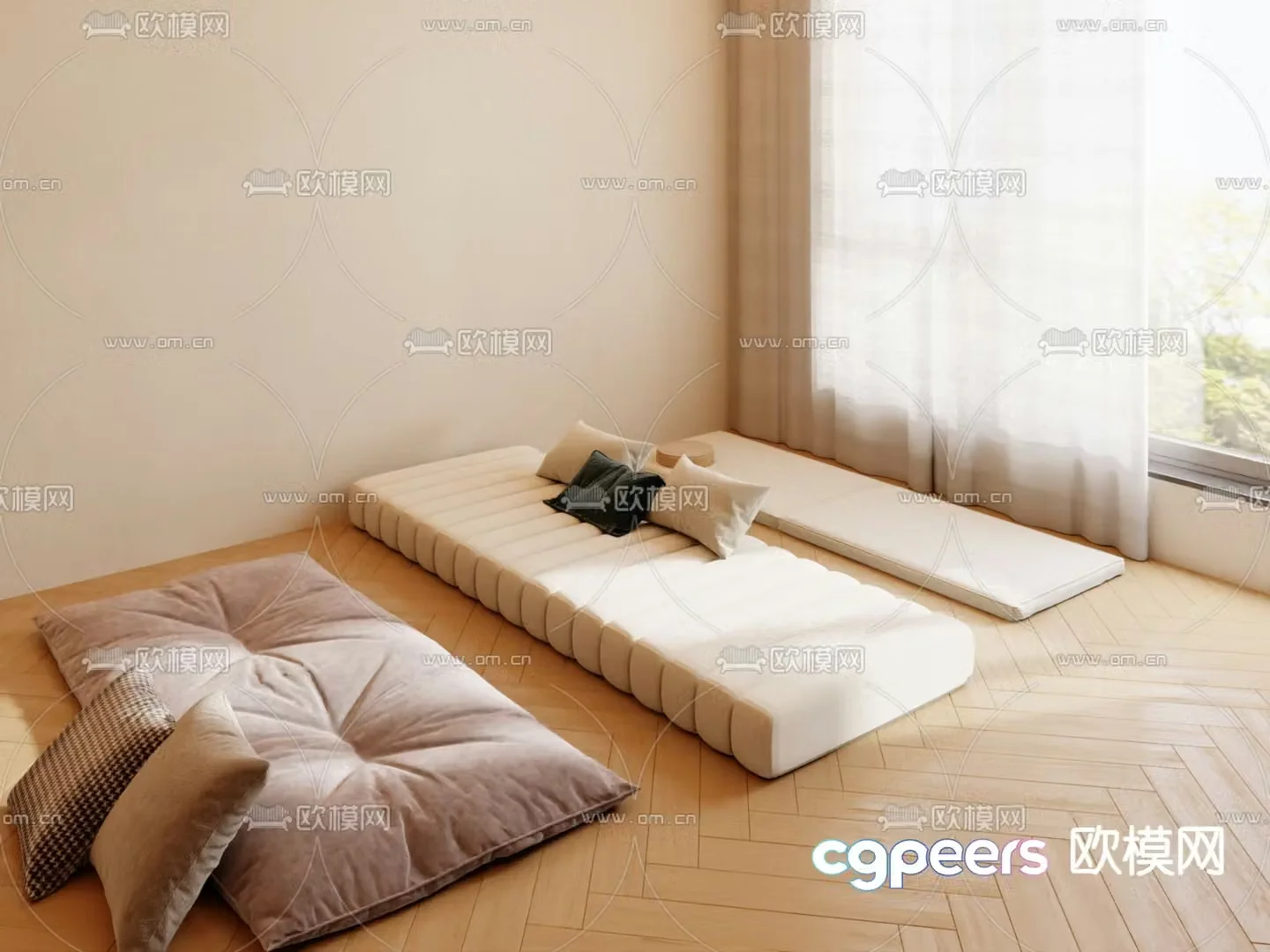 Cushion bay window cushion 3d model