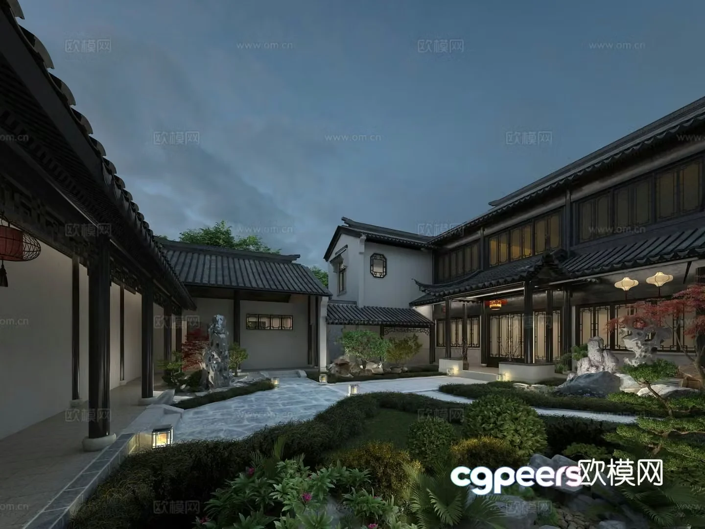 Villa courtyard garden 3d model