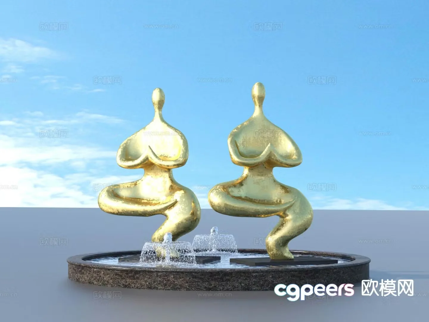 Urban sculpture water fountain landscape sculpture 3d model