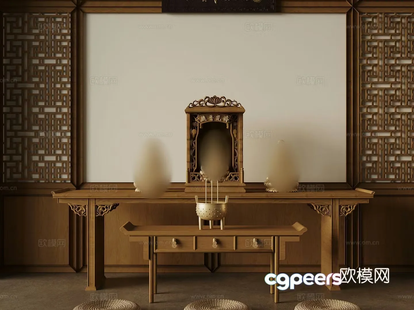 Modern Buddhist niche Buddhist temple 3D model
