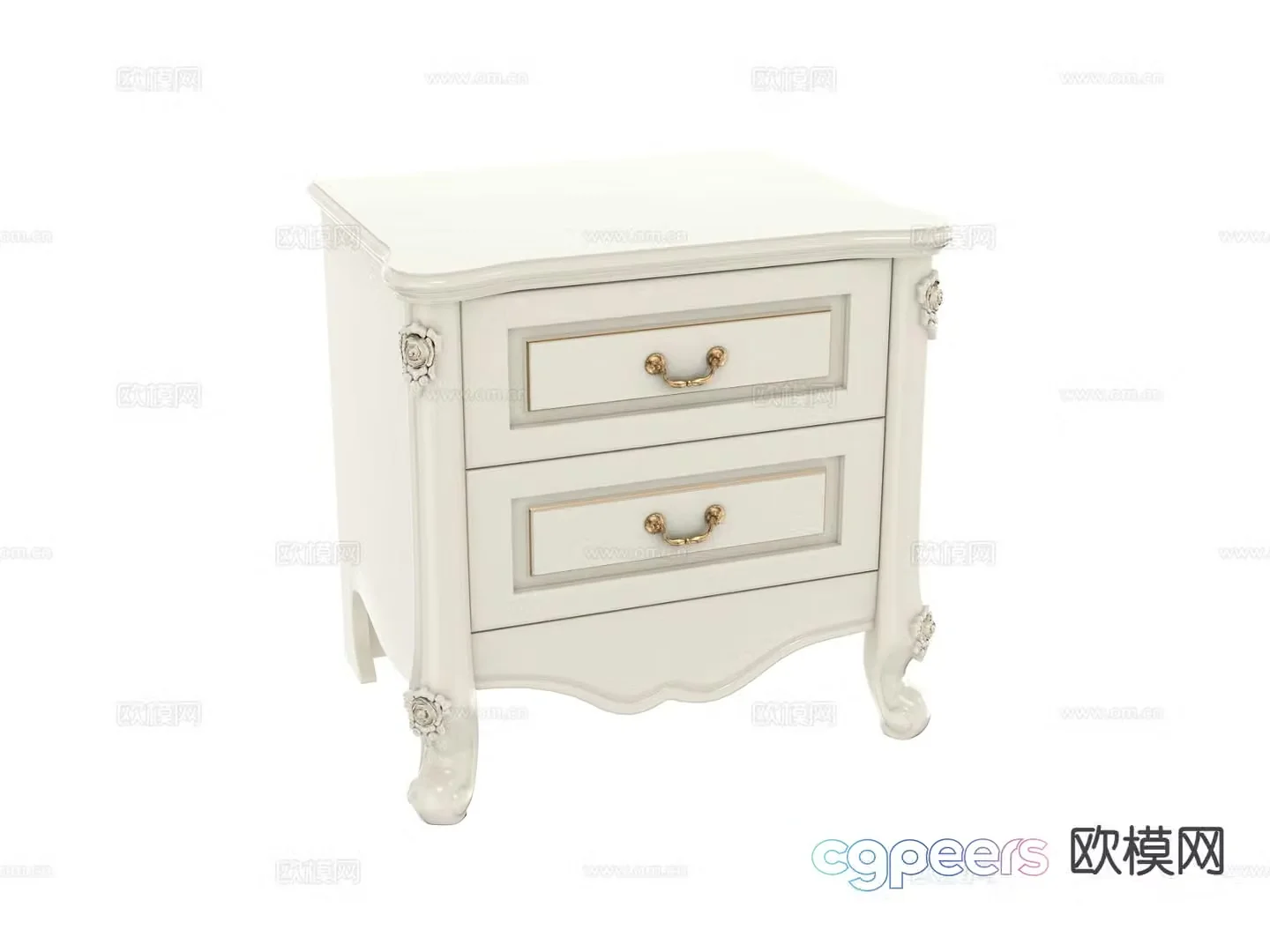 European style bedside table 3d model