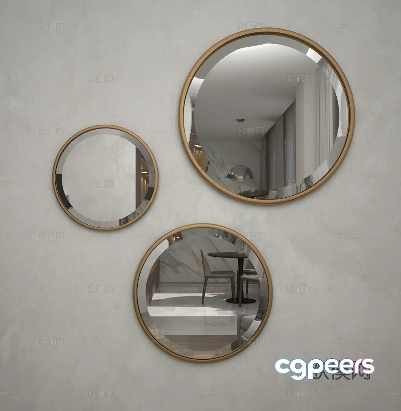 Modern mirror decorative mirror 3d model