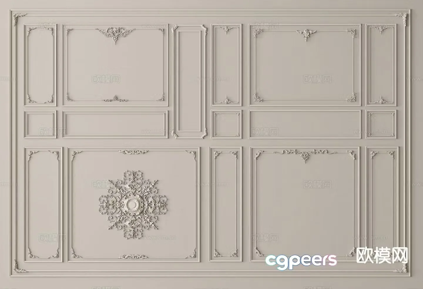 French gypsum line skirting ceiling corner line 3d model