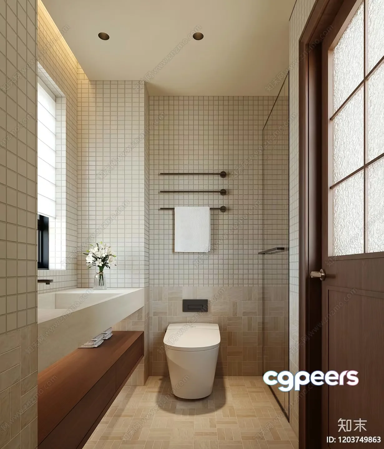 Modern Bathroom 3D Model – 1990 – VRAY Render