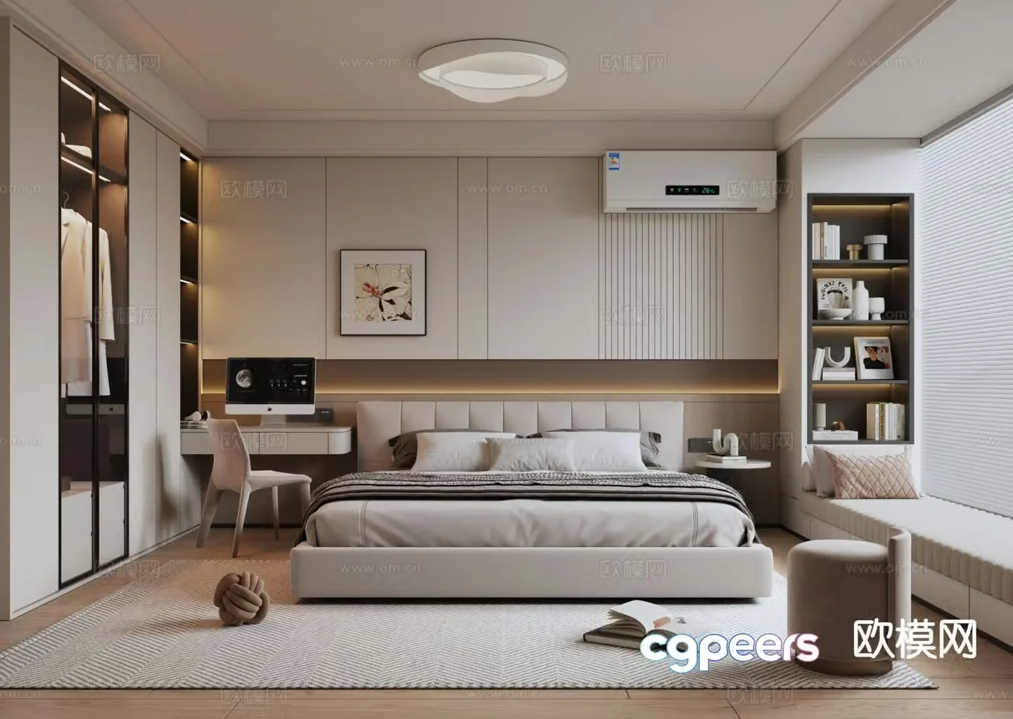Modern minimalist bedroom master bedroom 3d model
