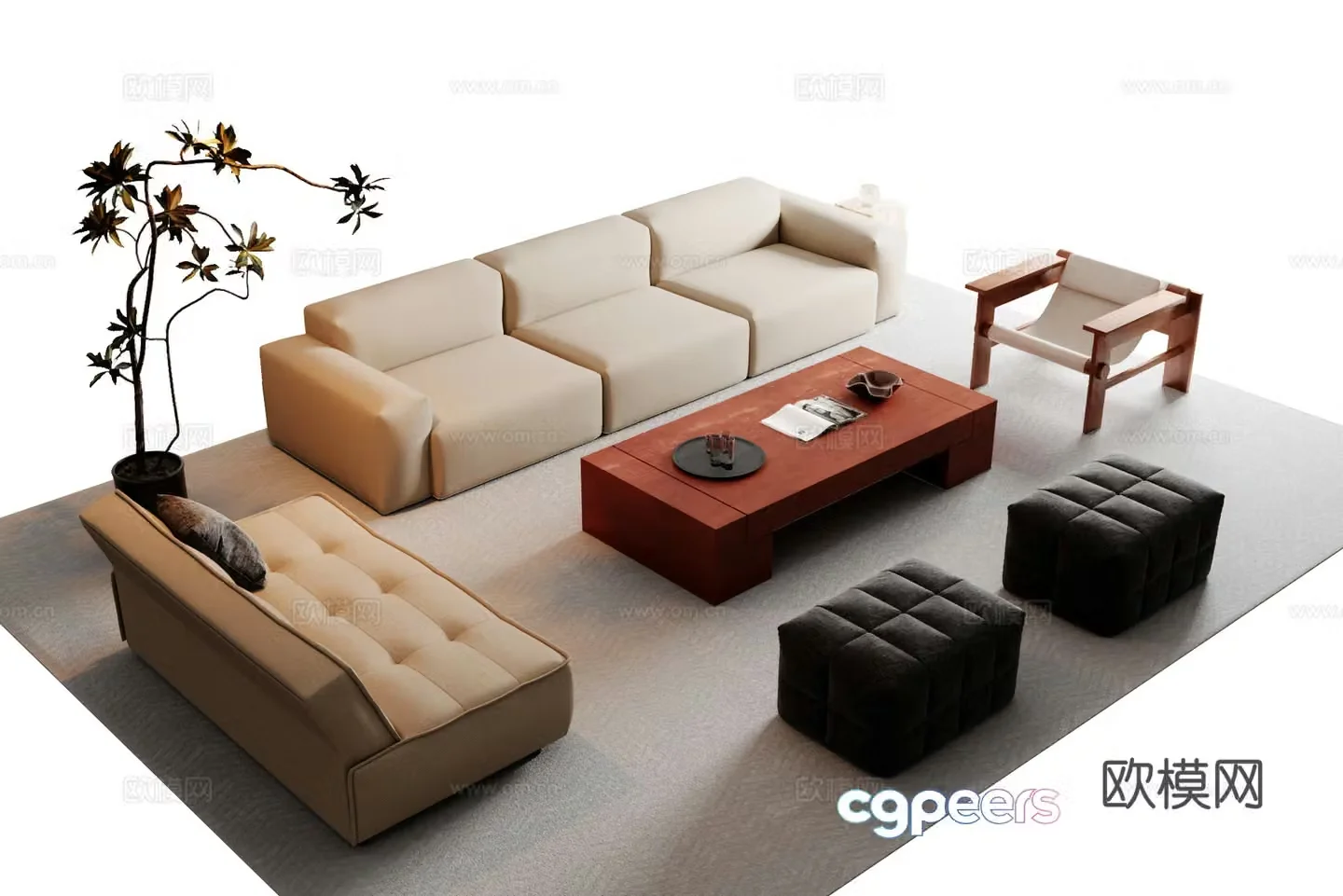 Modern sectional sofa 3d model