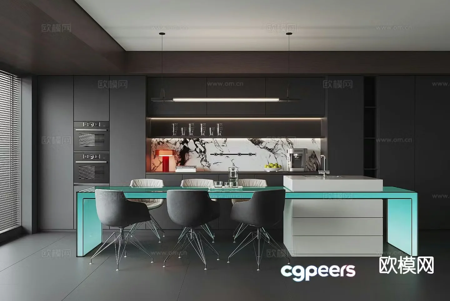 Dark style restaurant 3d model