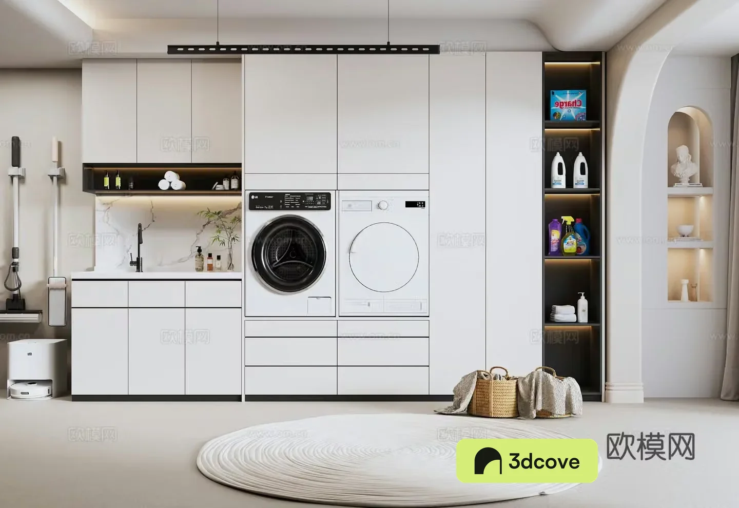 Modern washing machine cabinet Laundry supplies
