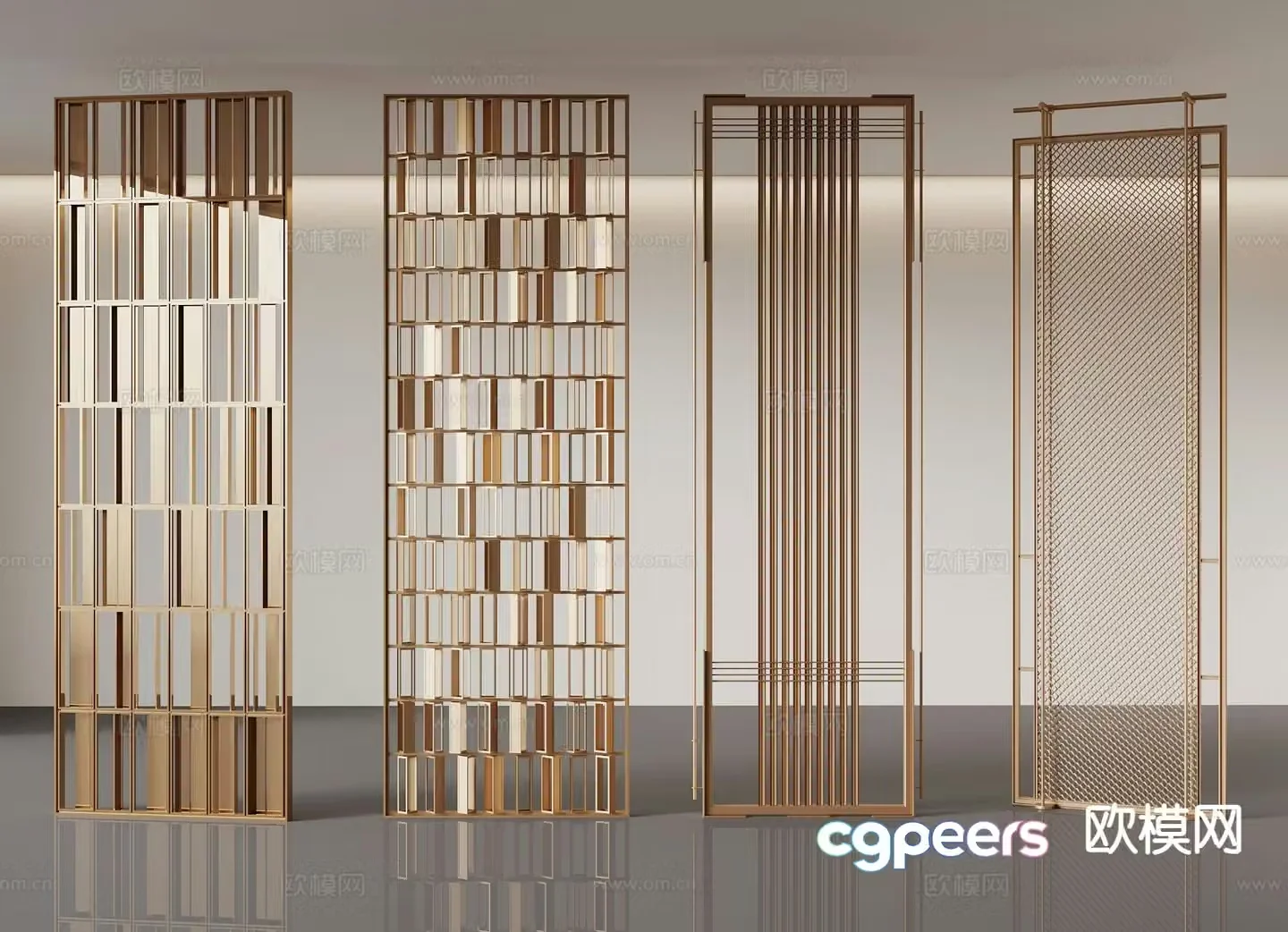 New Chinese-style screen partition metal partition 3D model