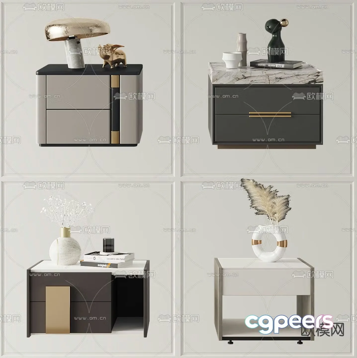 Modern bedside table chest 3d model