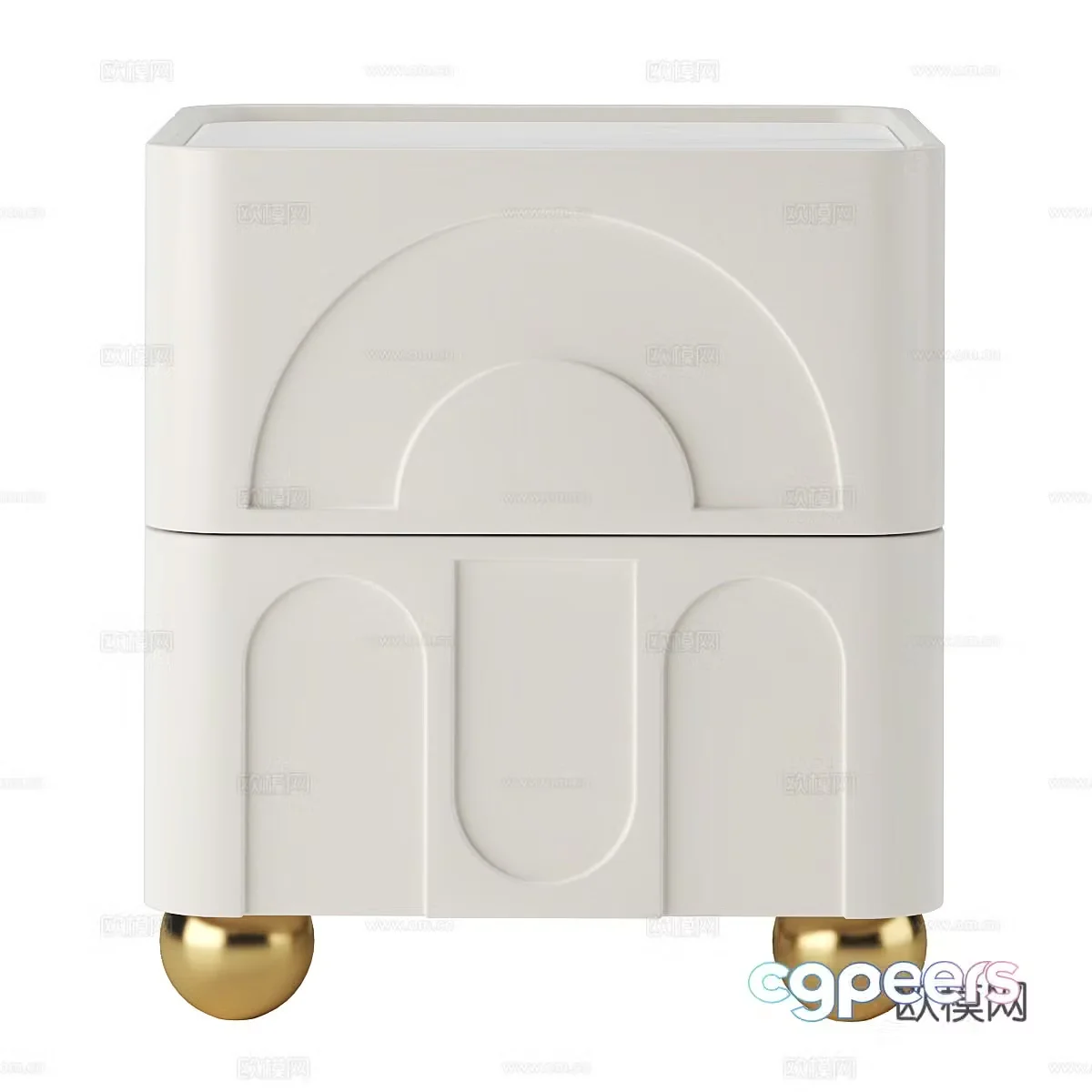 Modern creamy nightstand 3d model