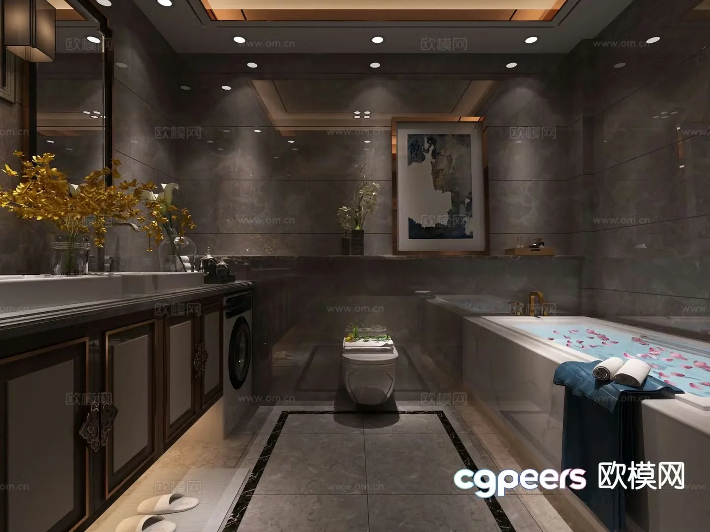 New Chinese style bathroom bathroom 3d model