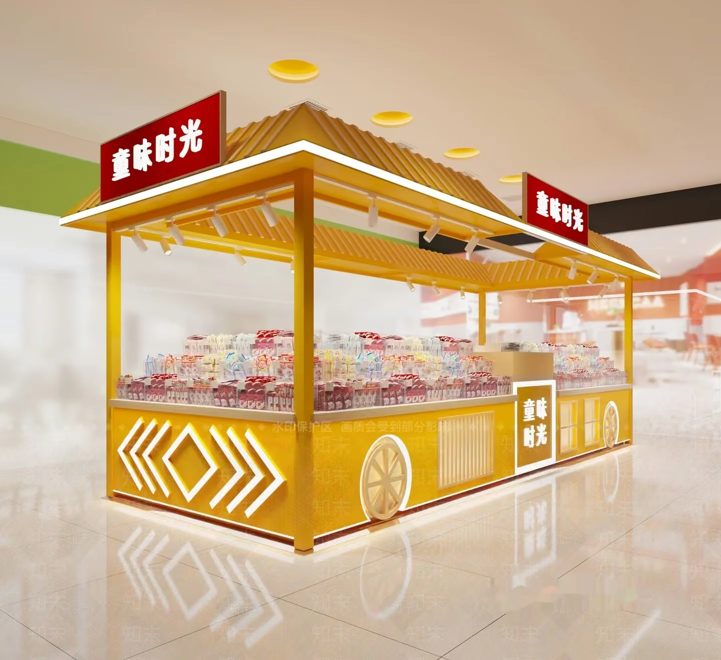 A Yellow And Red Food Cart 3D Model – 13349 – VRAY Render