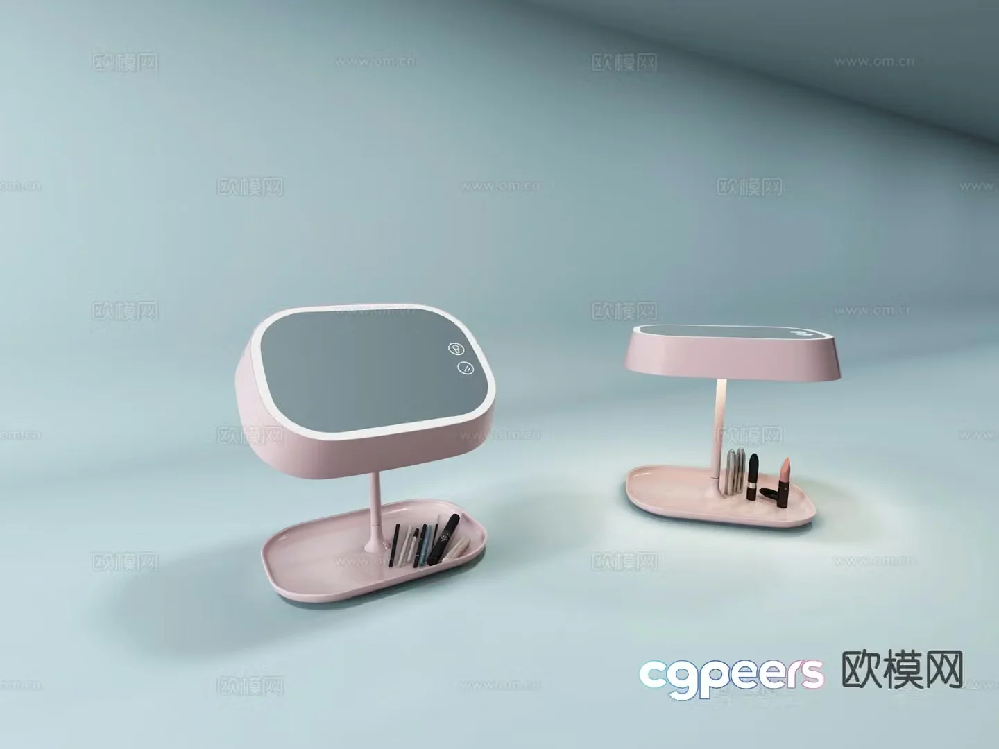 Desk lamp and makeup mirror dual use 3d model