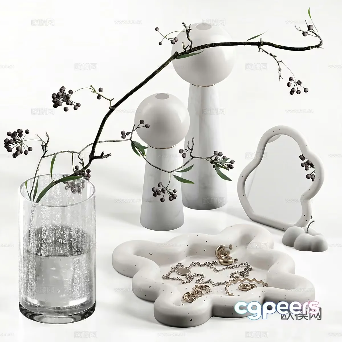Modern White Decorative Items 3D Model – 20019 – CORONA Render