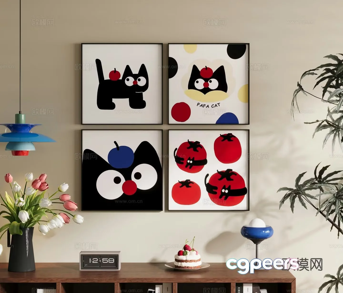 Modern dopamine children’s decorative painting 3d model