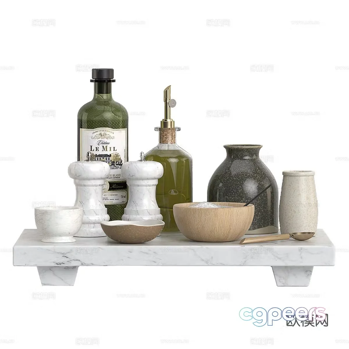 Modern cream style kitchen supplies 3d model