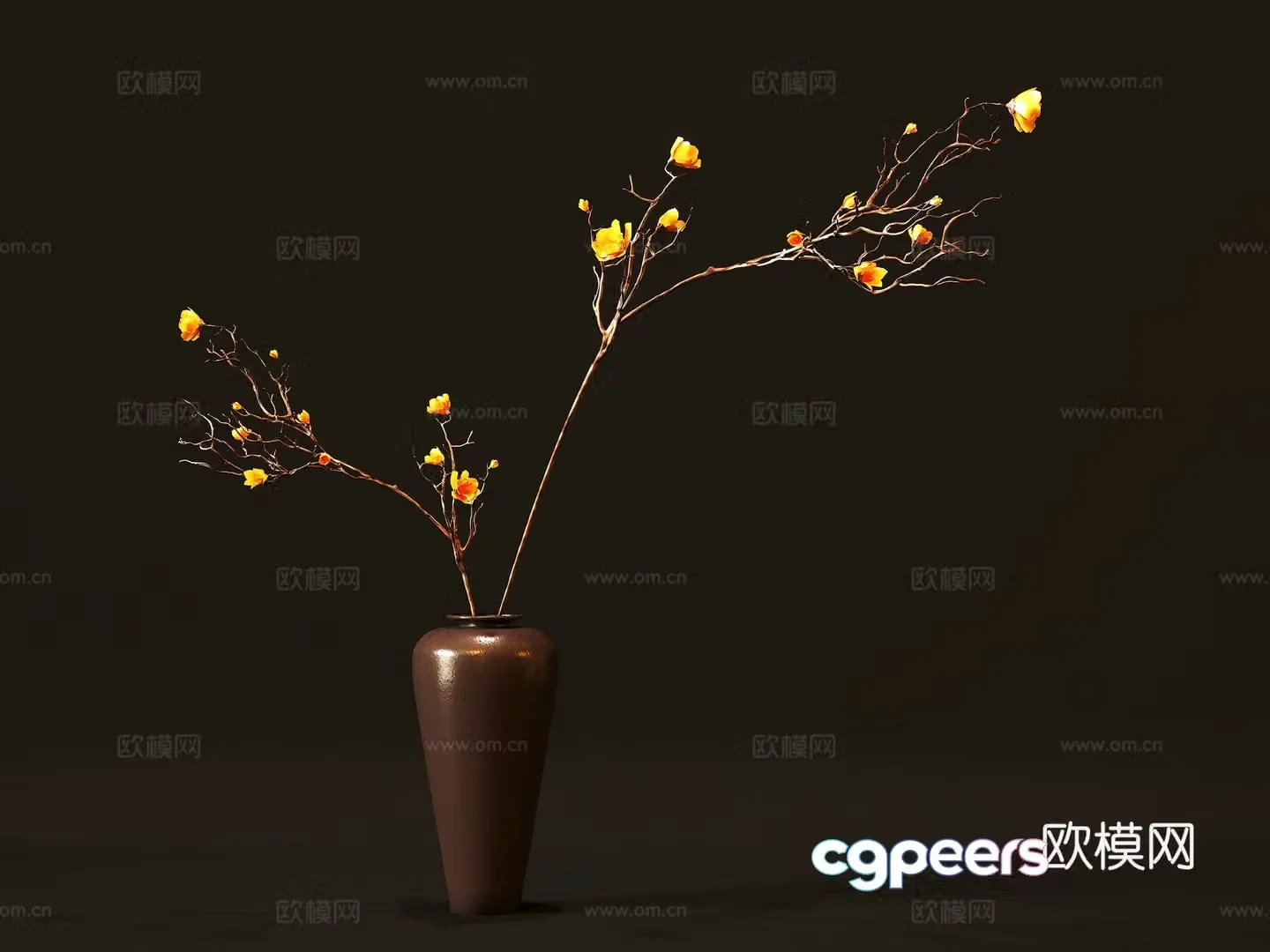 3D model of flower arrangement of vase