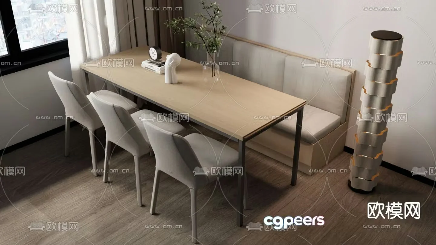 Card seat dining table and chairs card seat sofa 3d model